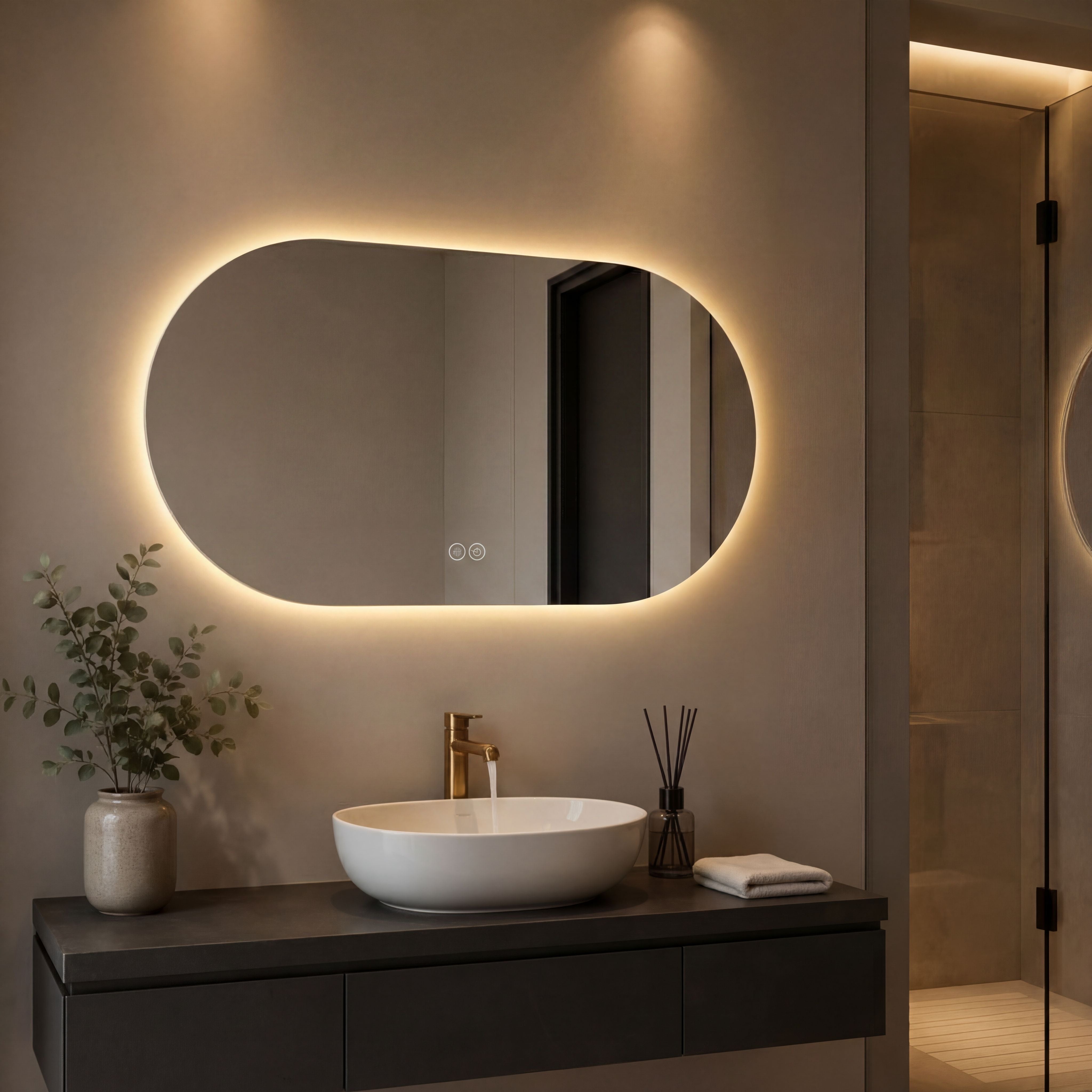 Miroir ovale avec rétroéclairage LED 120x60cm- LUMIX