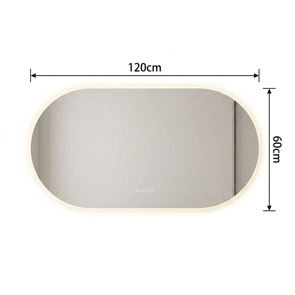 Miroir ovale avec rétroéclairage LED 120x60cm- LUMIX