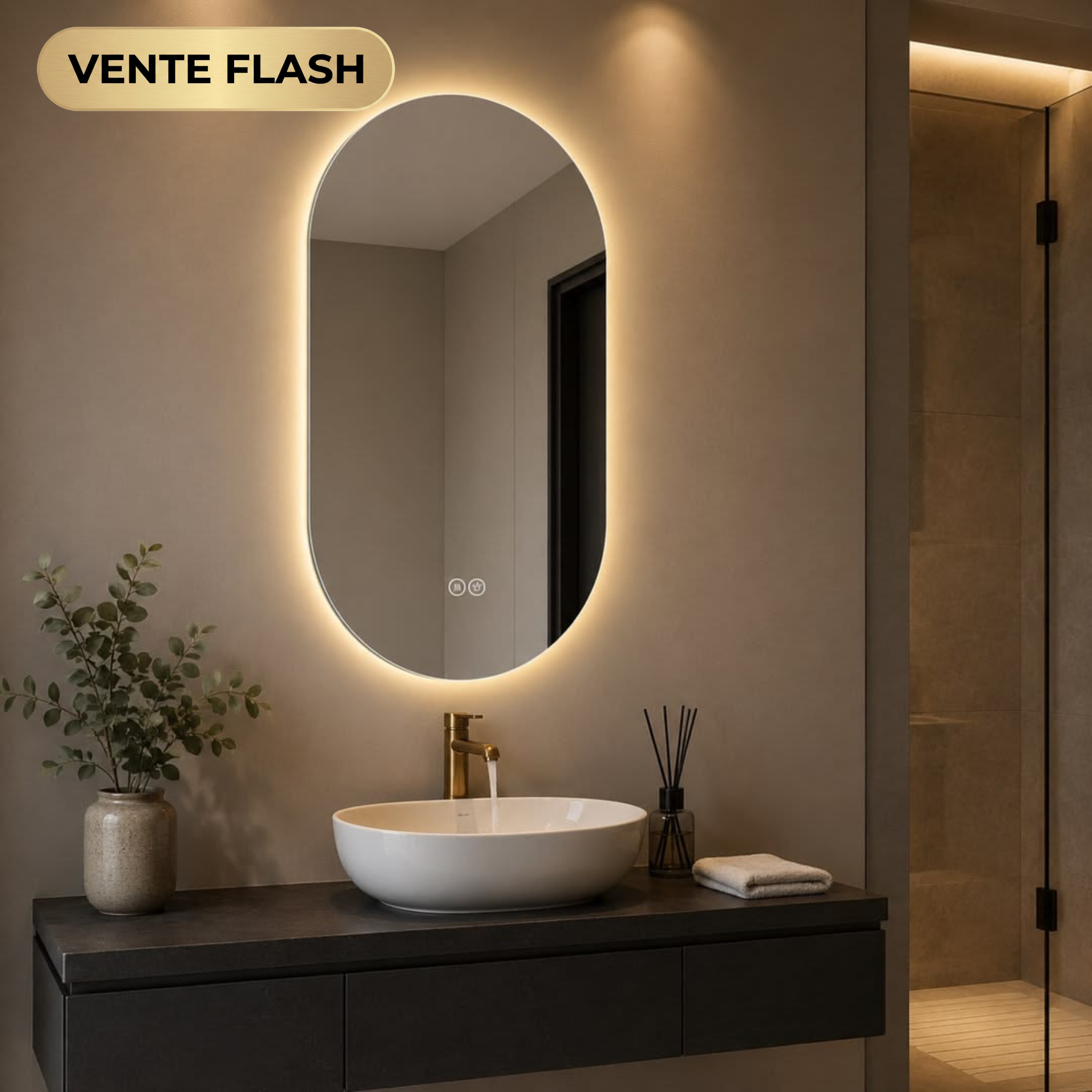 Miroir ovale avec rétroéclairage LED 120x60cm- LUMIX